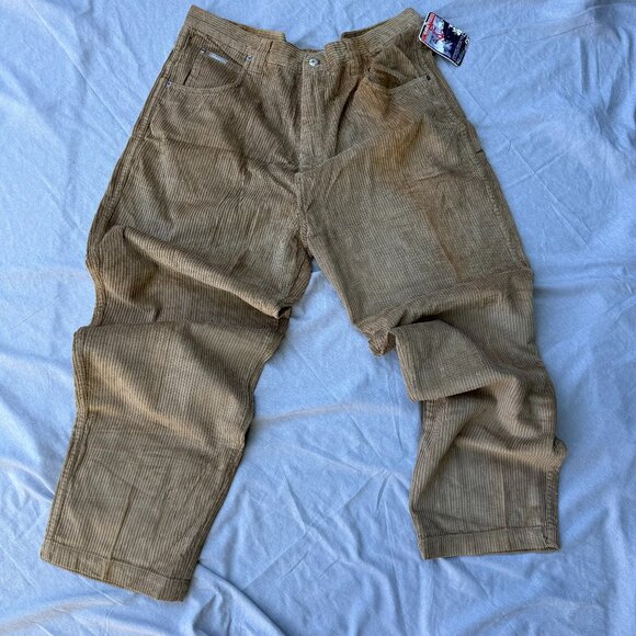 VTG NWT Y2K Rusty Pants Wide Khaki Brown Corduroy Baggy Surf Skate Size 38 Waist - Picture 1 of 5